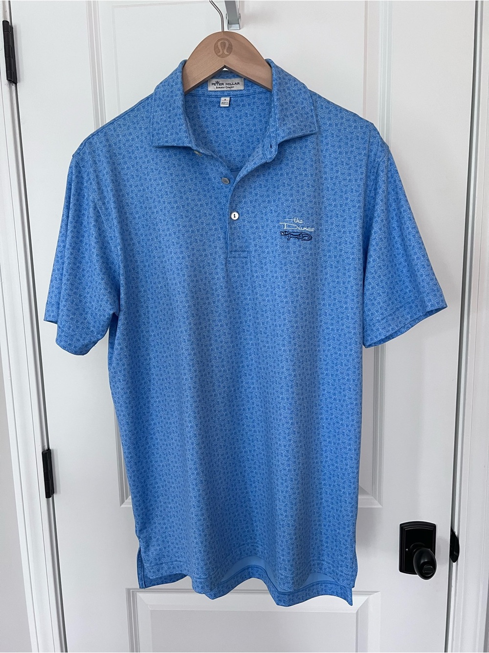 Peter Millar Skull Print The Dunes Polo Blue Size Small EUC